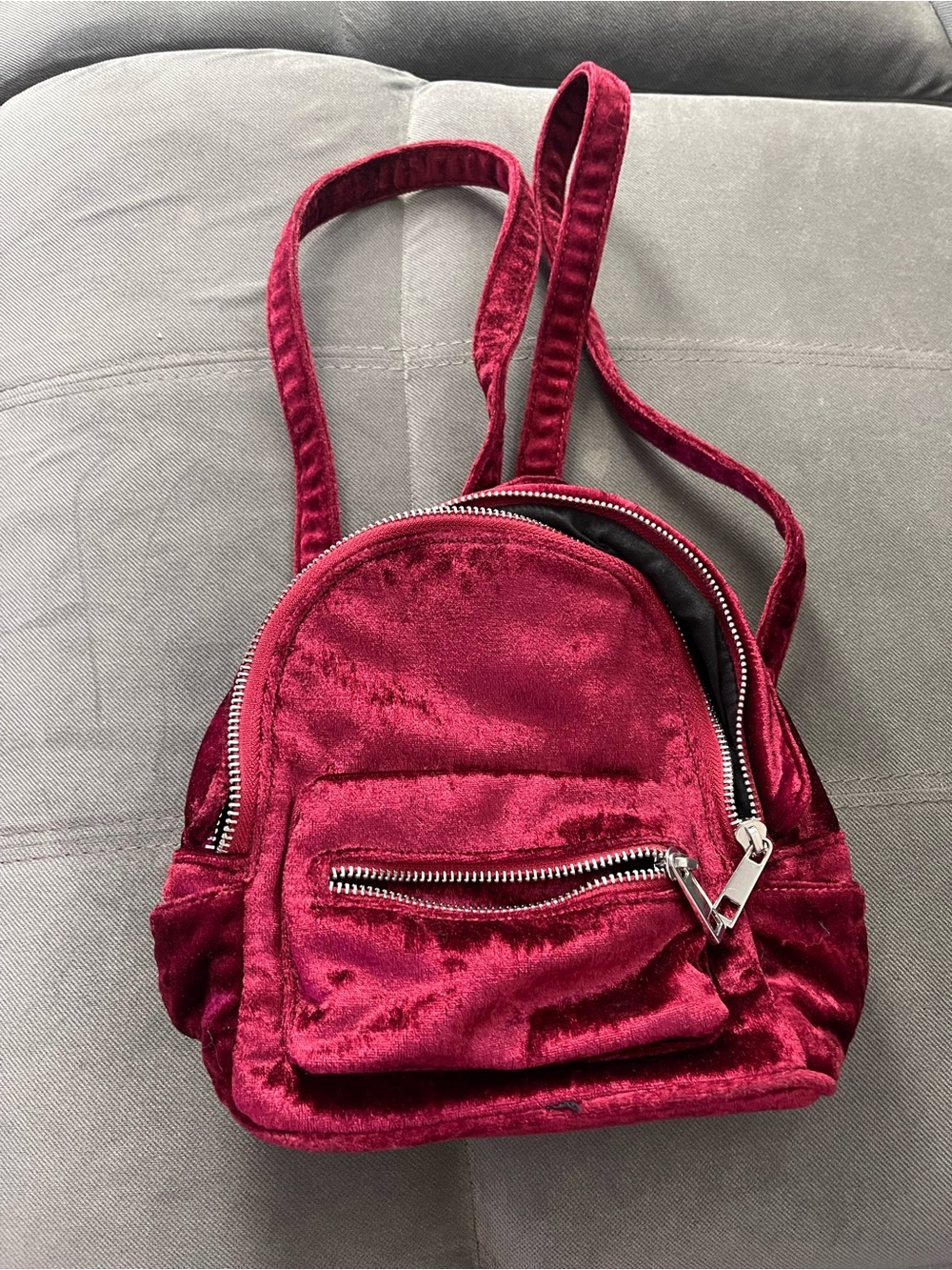 Forever 21 Velvet Mini Backpack - Wine